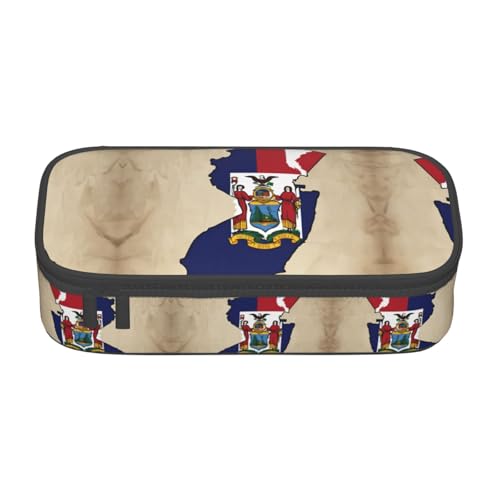 perangg Map02 Federmäppchen mit New Jersey-Flagge, großes Fassungsvermögen, Stiftetasche, Schreibwaren-Organizer mit Reißverschluss, für Büro und Uni perangg Map02 Federmäppchen mit New Jersey-Flagge, großes Fassungsvermögen, Stiftetasche, Schreibwaren-Organizer mit Reißverschluss, für Büro und Uni von perangg