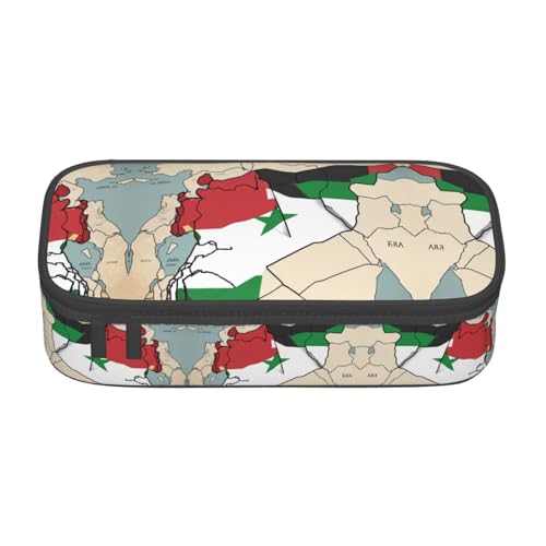 perangg Map03 Federmäppchen, Motiv: Flagge der Syrischen Arabischen Republik, großes Fassungsvermögen, Schreibwaren-Organizer mit Reißverschluss, für Büro und Uni perangg Map03 Federmäppchen, Motiv: Flagge der Syrischen Arabischen Republik, großes Fassungsvermögen, Schreibwaren-Organizer mit Reißverschluss, für Büro und Uni von perangg