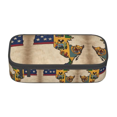 perangg Map03 Federmäppchen mit New Jersey-Flagge, großes Fassungsvermögen, Stiftetasche, Schreibwaren-Organizer mit Reißverschluss, für Büro und Uni perangg Map03 Federmäppchen mit New Jersey-Flagge, großes Fassungsvermögen, Stiftetasche, Schreibwaren-Organizer mit Reißverschluss, für Büro und Uni von perangg