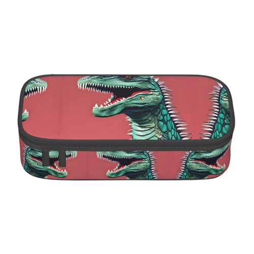 perangg Niedliches Dinosa Federmäppchen, großes Fassungsvermögen, Stifteetui, Schreibwaren-Organizer mit Reißverschluss, für Büro und Uni von perangg