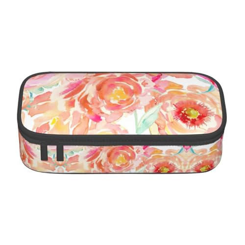 perangg Peach Peony Federmäppchen, großes Fassungsvermögen, Stiftetasche, Schreibwaren-Organizer mit Reißverschluss, für Büro und Uni perangg Peach Peony Federmäppchen, großes Fassungsvermögen, Stiftetasche, Schreibwaren-Organizer mit Reißverschluss, für Büro und Uni von perangg
