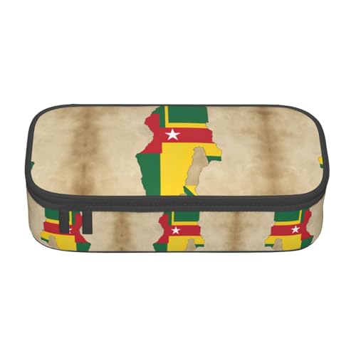 perangg Togo Flag Map01 Federmäppchen, großes Fassungsvermögen, Stiftetasche, Schreibwaren-Organizer mit Reißverschluss, für Büro und Uni perangg Togo Flag Map01 Federmäppchen, großes Fassungsvermögen, Stiftetasche, Schreibwaren-Organizer mit Reißverschluss, für Büro und Uni von perangg