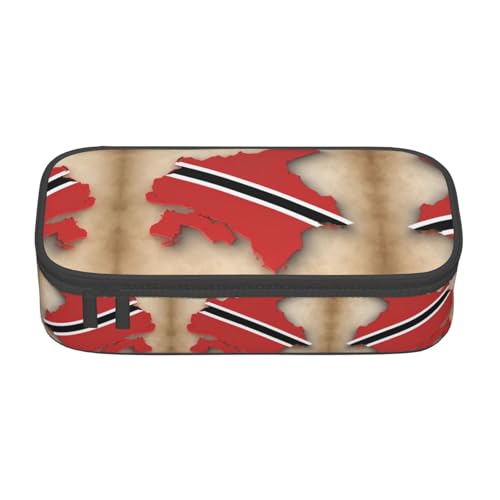 perangg Trinidad und Tobago Federmäppchen, großes Fassungsvermögen, Federmäppchen, Schreibwaren-Organizer mit Reißverschluss, für Büro und Uni von perangg