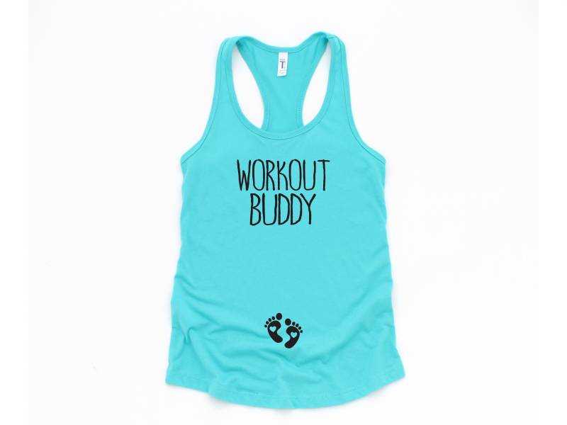 Workout Buddy Schwangerschaft Tank Top, Lustiges Mutterschaft Shirt, Schwangerschaftansage, Geschenk Für Werdende Mütter, Vorgeburtliche Fitness von perfectteesonline