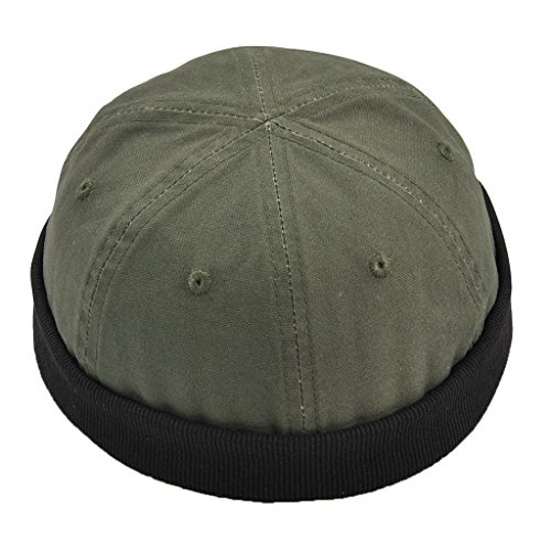 Männer Sommer Docker-Cap Dockermütze Seemannsmütze aus Baumwolle Beanie Hat Skimütze Worker Cap - Grün, 54-58cm von perfk