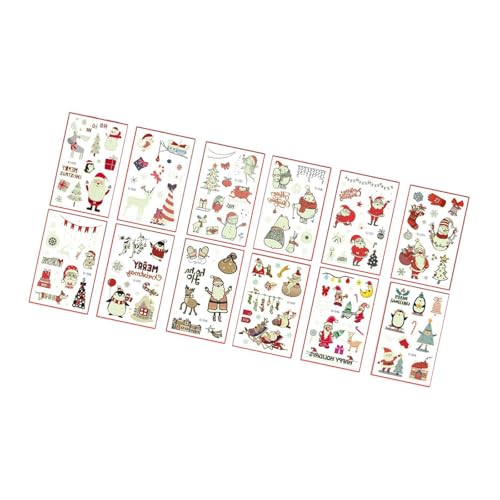 perfk 12x Weihnachten Temporäre Aufkleber Weihnachten Party Dekorationen Wasserdicht Glow in The Dark Aufkleber Leuchtende Weihnachten Aufkleber von perfk