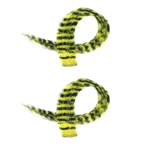 perfk 2x Farbige Haarverlängerungen Haarschmuck Clip in Bunt für Mädchen Highlights Strähne Haarteil für Cosplay Neujahrsgeschenk, Gelb von perfk