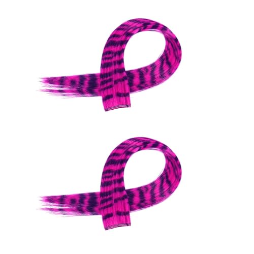 perfk 2x Farbige Haarverlängerungen Haarschmuck Clip in Bunt für Mädchen Highlights Strähne Haarteil für Cosplay Neujahrsgeschenk, Lila von perfk