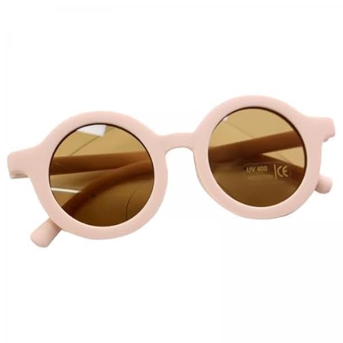 perfk 2x Retro Kindersonnenbrille, Niedliche Flexible Kleinkinderbrille, mit Rahmen, Brille Rund für Kinder, Säuglingsteil, Strand Im Freien, Rosa von perfk