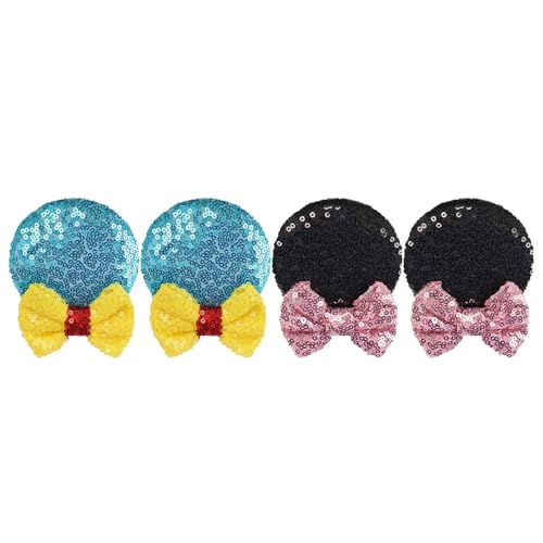 perfk 4 Stücke Maus Ohren Haar Clips Glitter Pailletten Haar Zubehör für Prinzessin Cosplay, Schwarz Blau von perfk