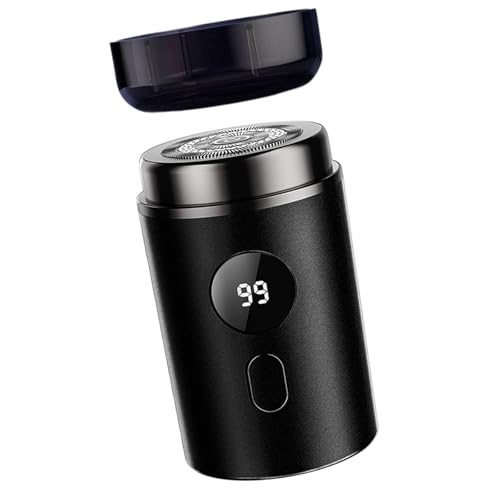 perfk Elektrischer tragbarer schnurloser digitales Display Gesichtsbart Trimmer Gesicht Haarrasierer für Campingauto Gesichtspflege, 1 Rasierkopf von perfk