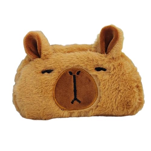 perfk Federmäppchen aus Plüsch mit Capybara-Motiv, Bleistifttasche, Stiftehalter, süße Kosmetiktasche, Stiftetasche, Stofftiertasche für Kinder, Jungen und, Stil c von perfk