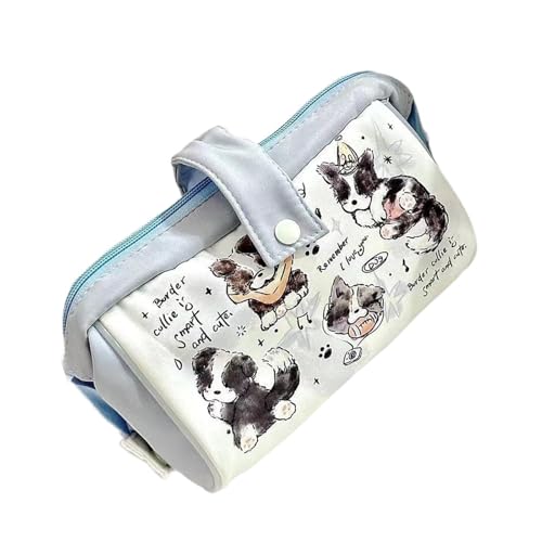 perfk Federmäppchen mit Hundemotiv, Federmäppchen, Cartoon-Bleistiftmarkierungshalter, Schreibwaren-Organizer, Bleistiftbeutel, Schreibwarenbeutel für, Border-Collie-welpe von perfk