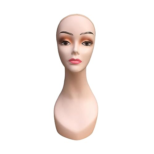 perfk Frauen-Mannequin-Kopf, weibliches Manikin, Perückenkopfständer, 47 cm Höhe, langlebiges Perücken-Display, Modell, Perückenhalter für Hüte, Halsketten, Stil b von perfk