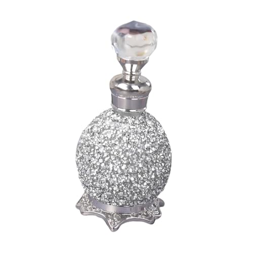 perfk Glas-Parfümflaschen, leere Glas-Reiseflasche, auslaufsicheres Glas, Multifunktions-Parfümspender, Strasssteine, für Mädchen, Souvenir, Silber von perfk