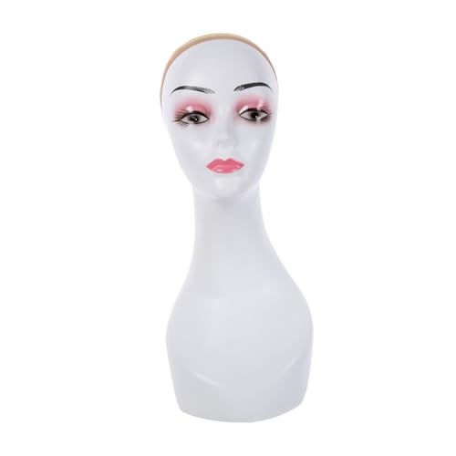 perfk Glatzen-Manikin-Kopf, Perückenhalter, leicht, glatt, Manikin-Kopf mit Schulter für Hüte, Beauty-Accessoires, Halsketten, Home Salon, Rosa Lidschatten von perfk