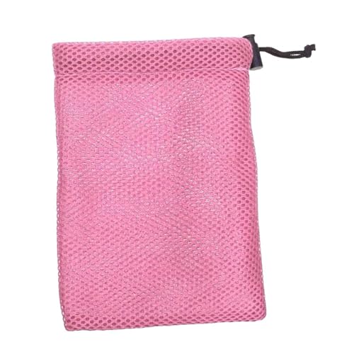 perfk Kleine Netztasche mit Kordelzug, Aufbewahrungstasche, multifunktionale Netztasche, Packsack für Kosmetik, Sammeln von Spielzeug, Outdoor-Aktivitäten, Rosa von perfk