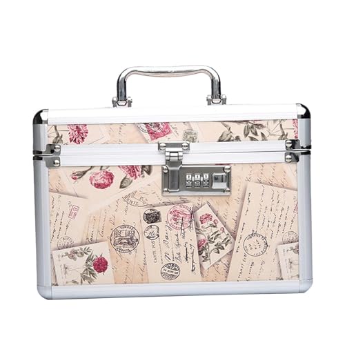 perfk Kosmetik-Aufbewahrungsbox, tragbare Make-up-Tasche mit Spiegel, wasserdichter Make-up-Box-Organizer mit Tablett für Schminktisch, Reisen, Damen, L-Umschlag von perfk