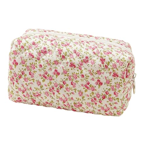 perfk Kulturbeutel, Make-up-Organizer, Blumenmuster, leicht, trendig, für Damen, mit Reißverschluss, Reise-Make-up-Tasche für Party, Ankleidezimmer, rot grün perfk Kulturbeutel, Make-up-Organizer, Blumenmuster, leicht, trendig, für Damen, mit Reißverschluss, Reise-Make-up-Tasche für Party, Ankleidezimmer, rot grün von perfk