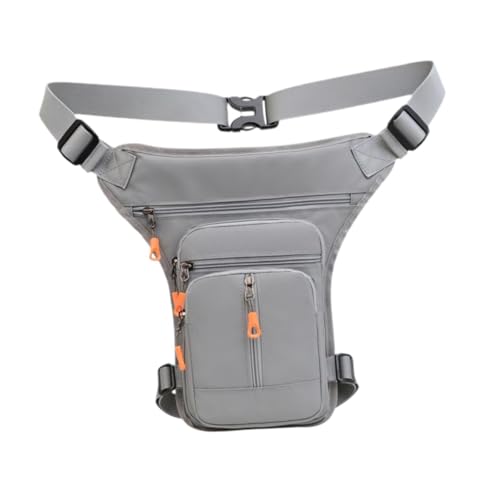 perfk Männer Taillenbeutel Hüfte Pack Fanny Pack Drop Bein Beutel Hip Beutel Oberschenkeltasche Umhängetasche zum Reihenstieg Sport Fahren Fahrradfahren, Mittlerer Reißverschluss Grau von perfk