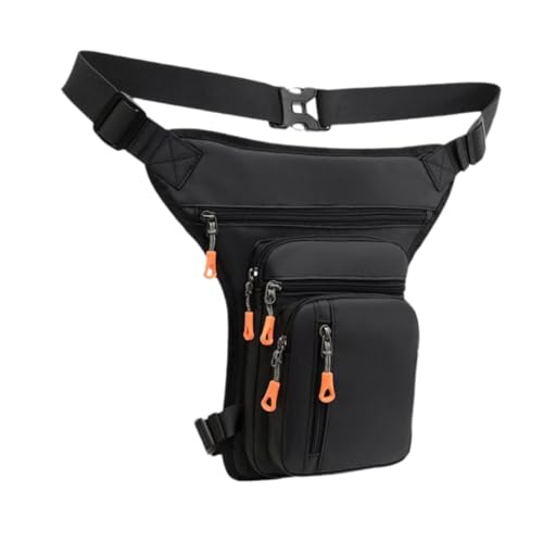 perfk Männer Taillenbeutel Hüfte Pack Fanny Pack Drop Bein Beutel Hip Beutel Oberschenkeltasche Umhängetasche zum Reihenstieg Sport Fahren Fahrradfahren, Seite Reißverschluss Schwarz von perfk