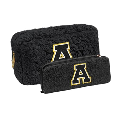 perfk Make -up -Tasche Plüsch -Tasche Mode Waschbeutel Großkapazität Toilettenbeutel Reise Kosmetiktasche für Damen Familienfreunde Frauen, Schwarz von perfk