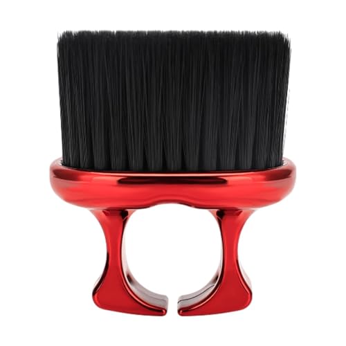 perfk Nackengesicht Duster Pinsel Reinigung Pinsel Design bequemer Griff tragbarer Männer Bartbürsten weiche Friseurbürsten für Zuhause, Rot von perfk