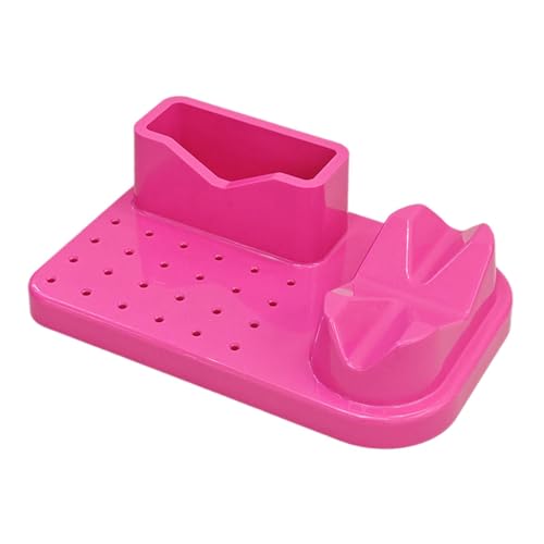 perfk Nägel Poliermaschine Organizer Bits Storage Box Schleifmaschinenschlüssel Display Case Maniküre Werkzeuge 20 Löcher Bohrerhalter, Rose Rot von perfk