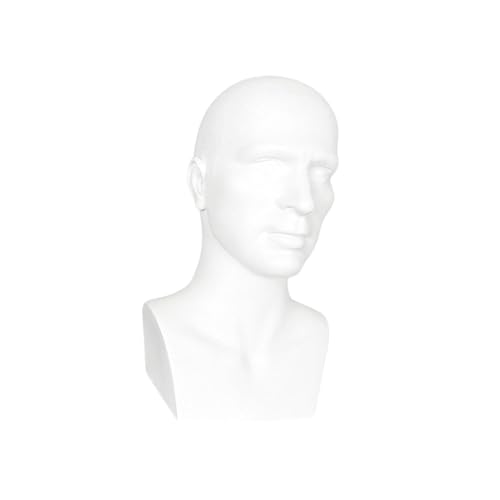 perfk PVC Männer Mannequin Kopf Modell Stabile Basis Glatte Oberfläche für Geschäfte Salon Styling Training Kopf Höhe 38 cm, Weiß von perfk