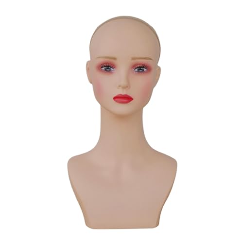 perfk Weiblicher Schaufensterpuppenkopf, Perückenhalter-Display-Requisite, modischer realistischer Puppenkopf-Büsten-Perücken-Displayständer für, Style C von perfk