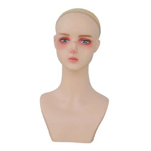 perfk Weiblicher Schaufensterpuppenkopf, Perückenhalter-Display-Requisite, modischer realistischer Puppenkopf-Büsten-Perücken-Displayständer für, Style E von perfk