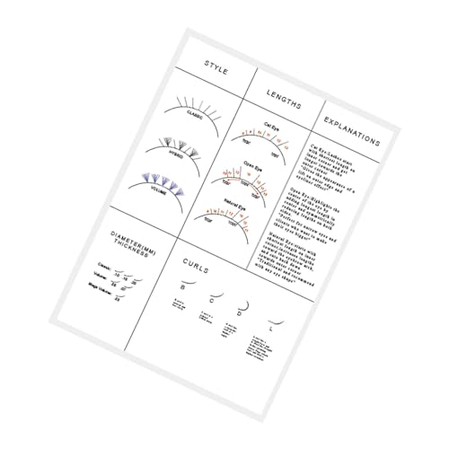 perfk Wimpern Übungsbuch aus Papier, Übungsbuch zur Wimpernverlängerung, professionelles Wimperntraining, Übungsbuch, Wimperntrainingsdiagramm, Weiß von perfk