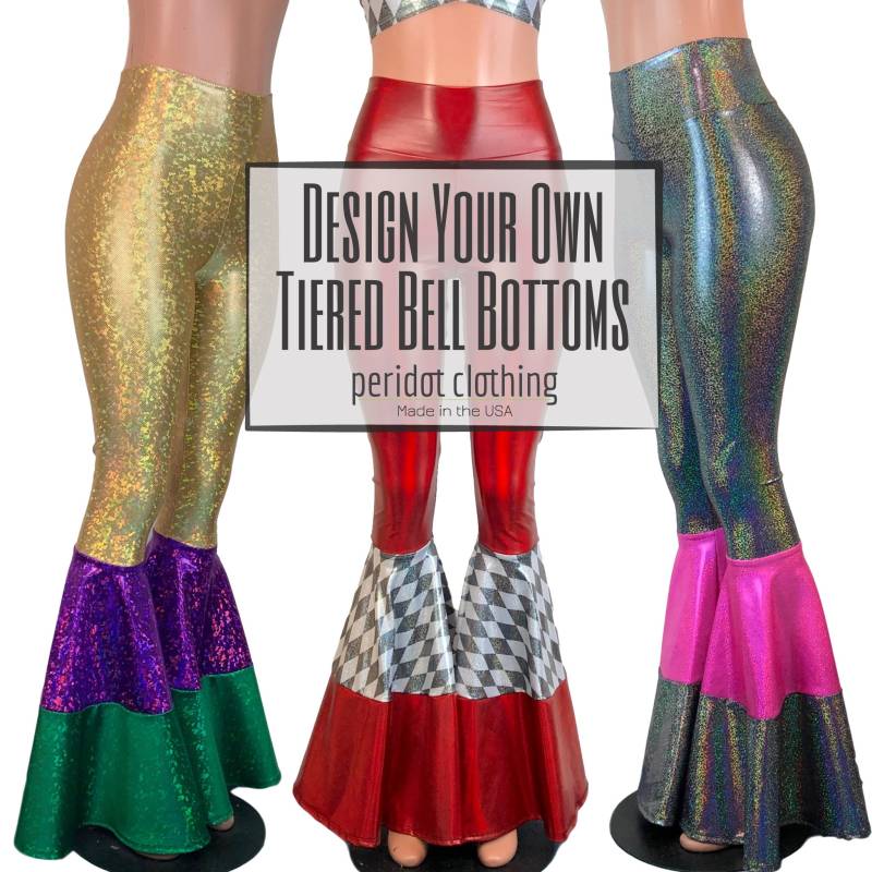 Designe Deine Eigenen, Abgestuften Bell-Bottom-Schlaghose - Boho Hose Rave Festival Kleidung von peridotcloth