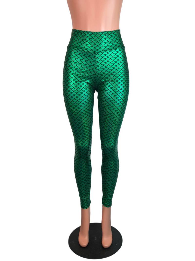 Meerjungfrau-Leggings | Hoch Taillierte Grüne Meerjungfrau Hose - Kostüm Leggings Geschenk Halloween von peridotcloth