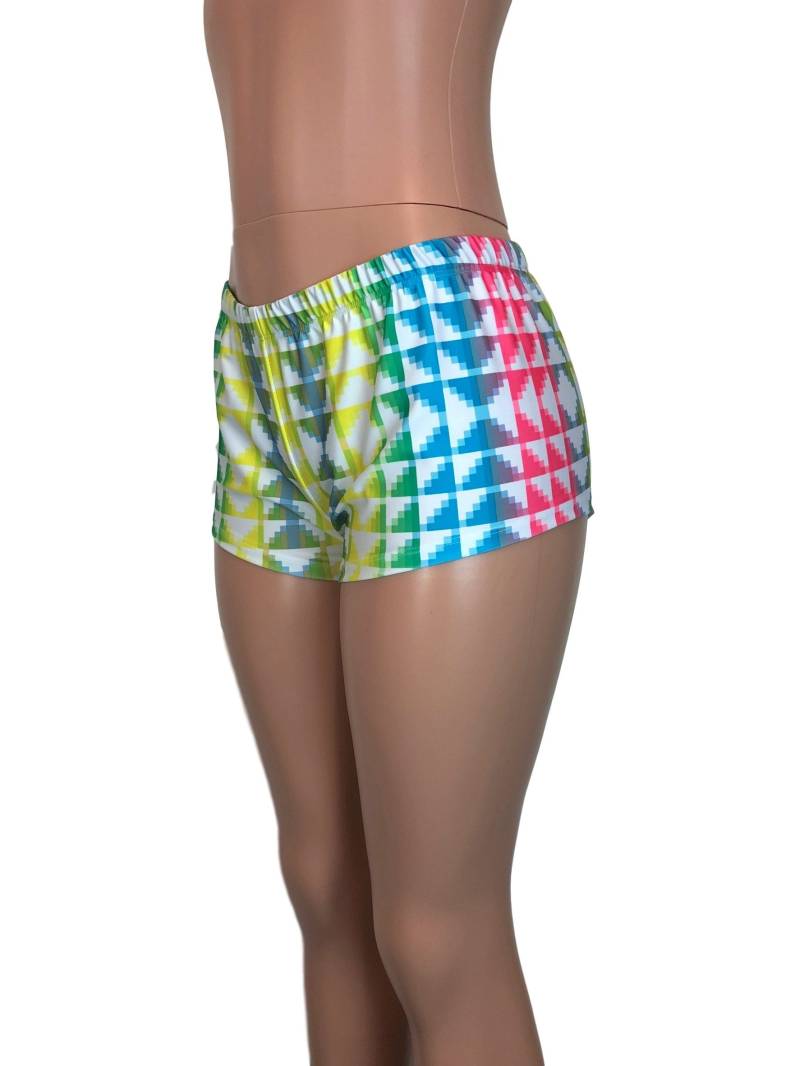 Neon Tetris Rave Shorts - Laufshorts Booty von peridotcloth