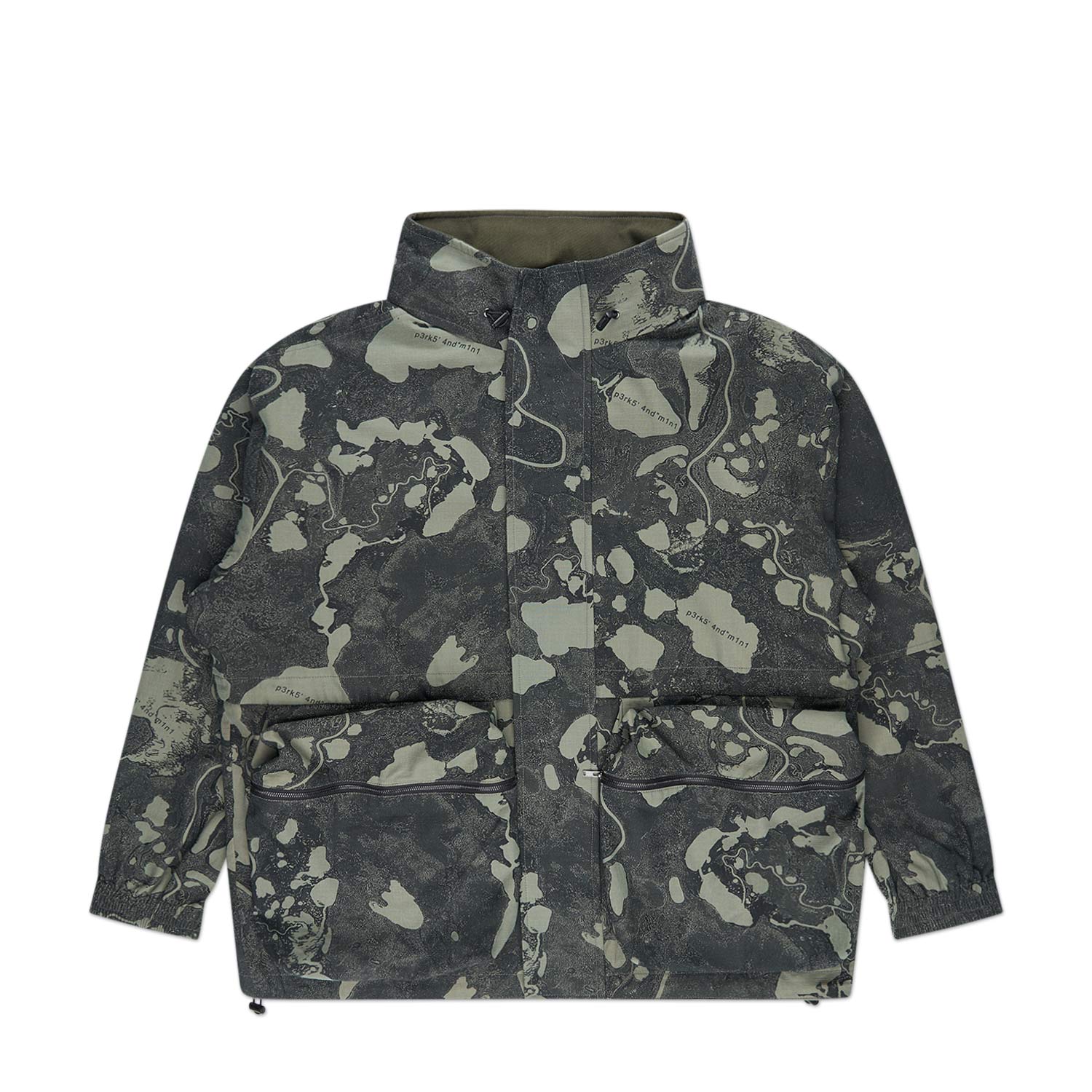 perks and mini reversible geo mapping parka jacket (swamp) von perks and mini