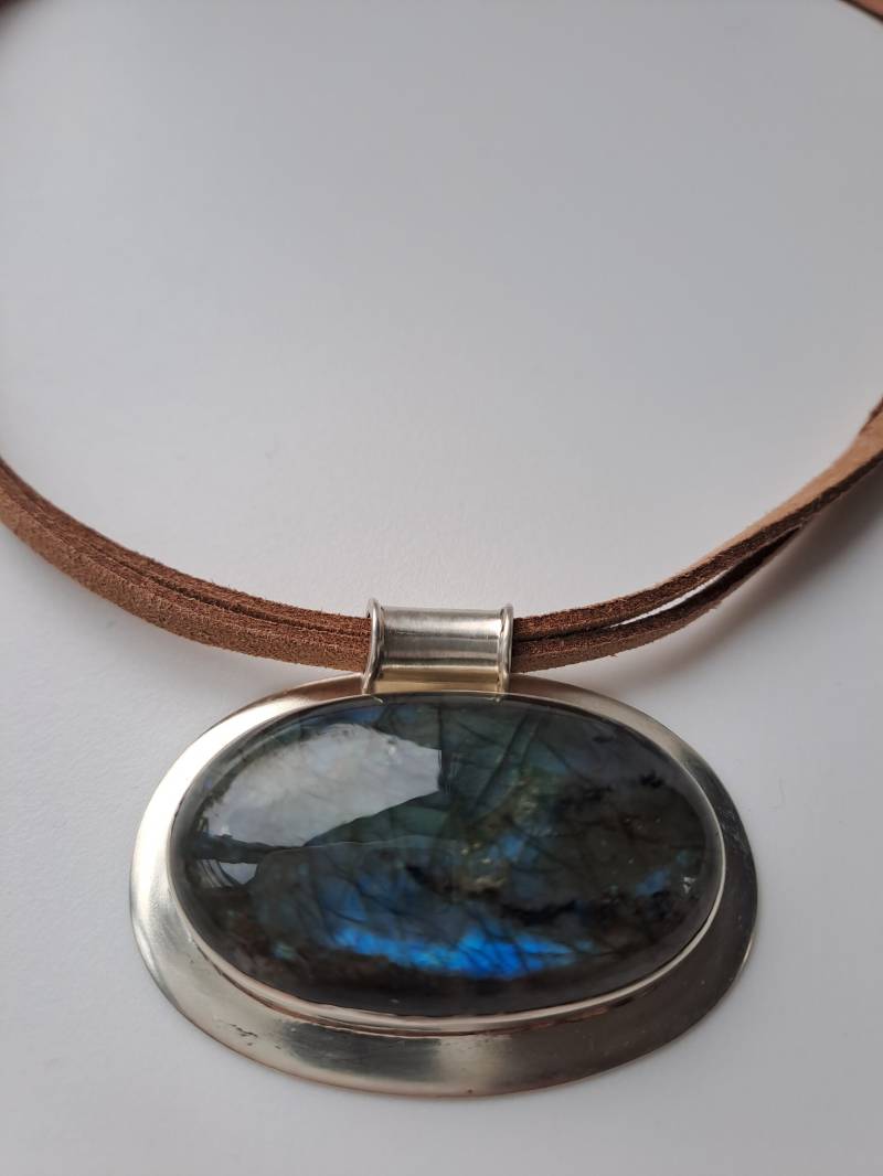 Vintage Anhänger Labradorith Gefasst in 925/ - Sterlingsilber von perlaOscura