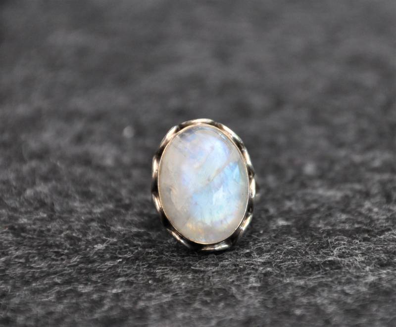 Vintagering Mondstein in 925 Sterlingsilber Gr. 55 von perlaOscura