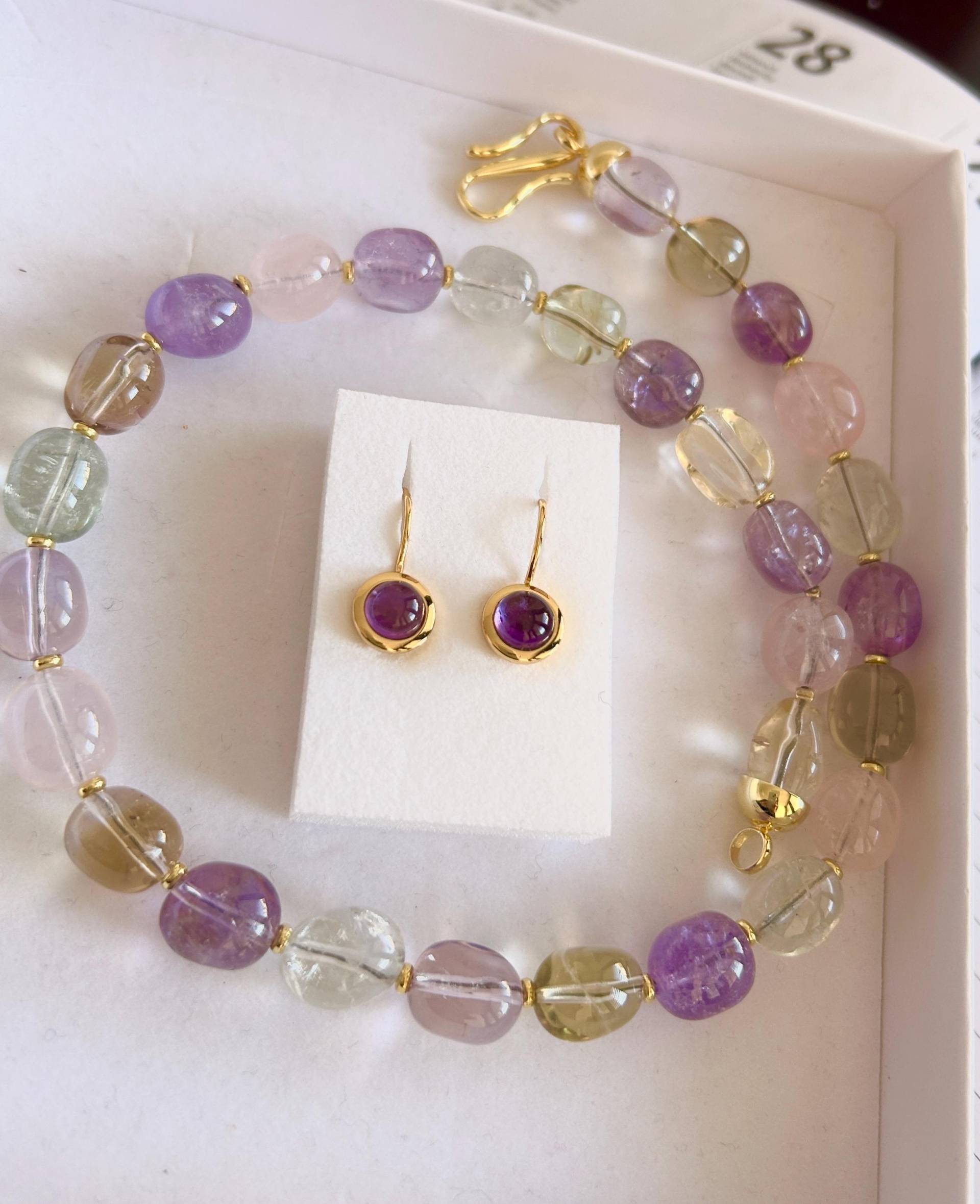 Amethyst, Lemonquarz, Rosenquarz, Prasiolith Sterling Silber Kette von perlelia