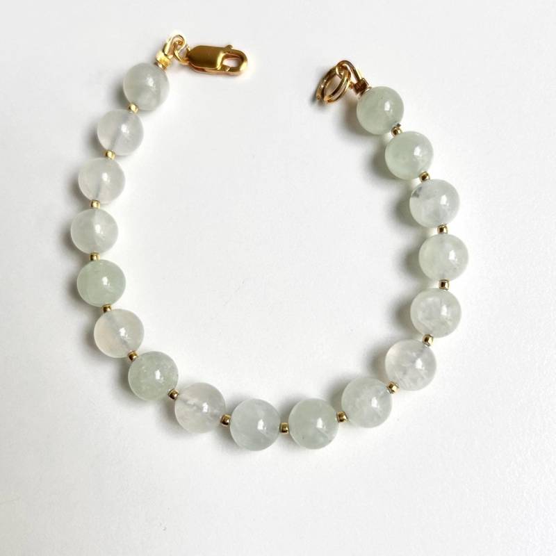 Armband Prehnit Und Sterling Silber Vergoldet. Muttertag Geschenk Naturstein von perlelia