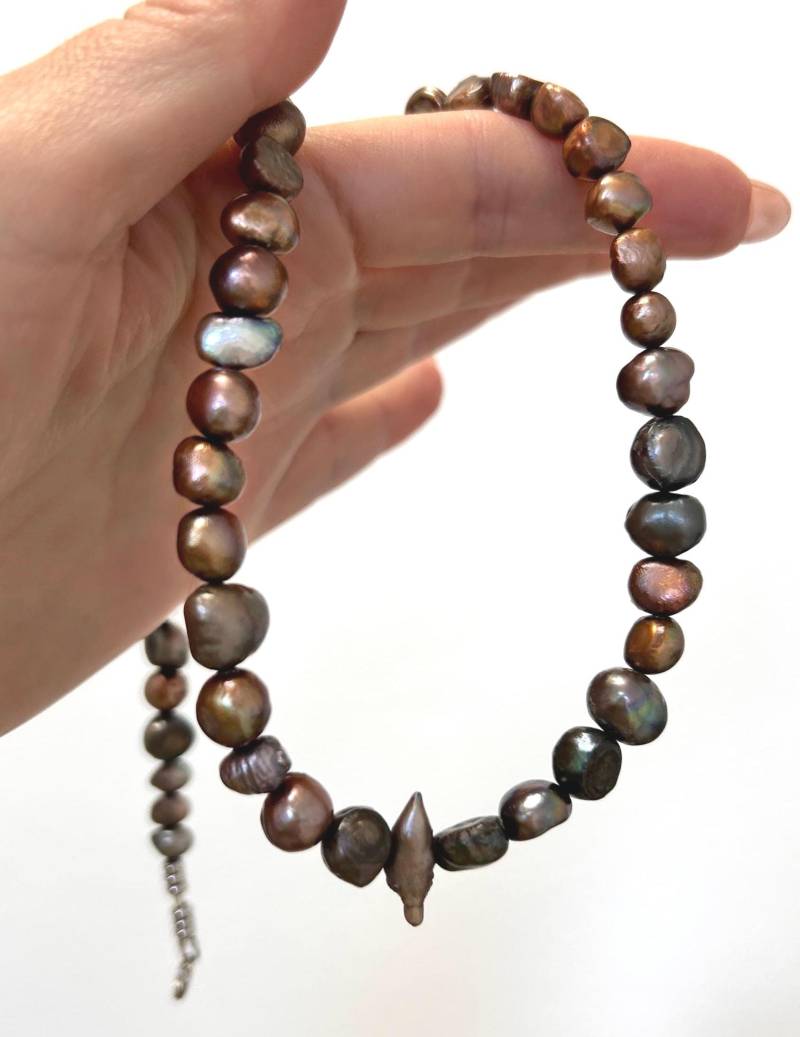 Kette Süßwasser Perlenkette Braun Grau von perlelia