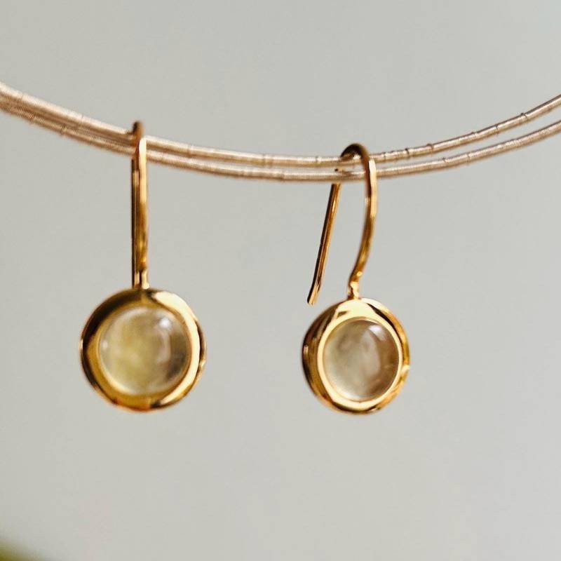 Ohrringe Mit Prenit Stein Und Silber Vergoldet von perlelia