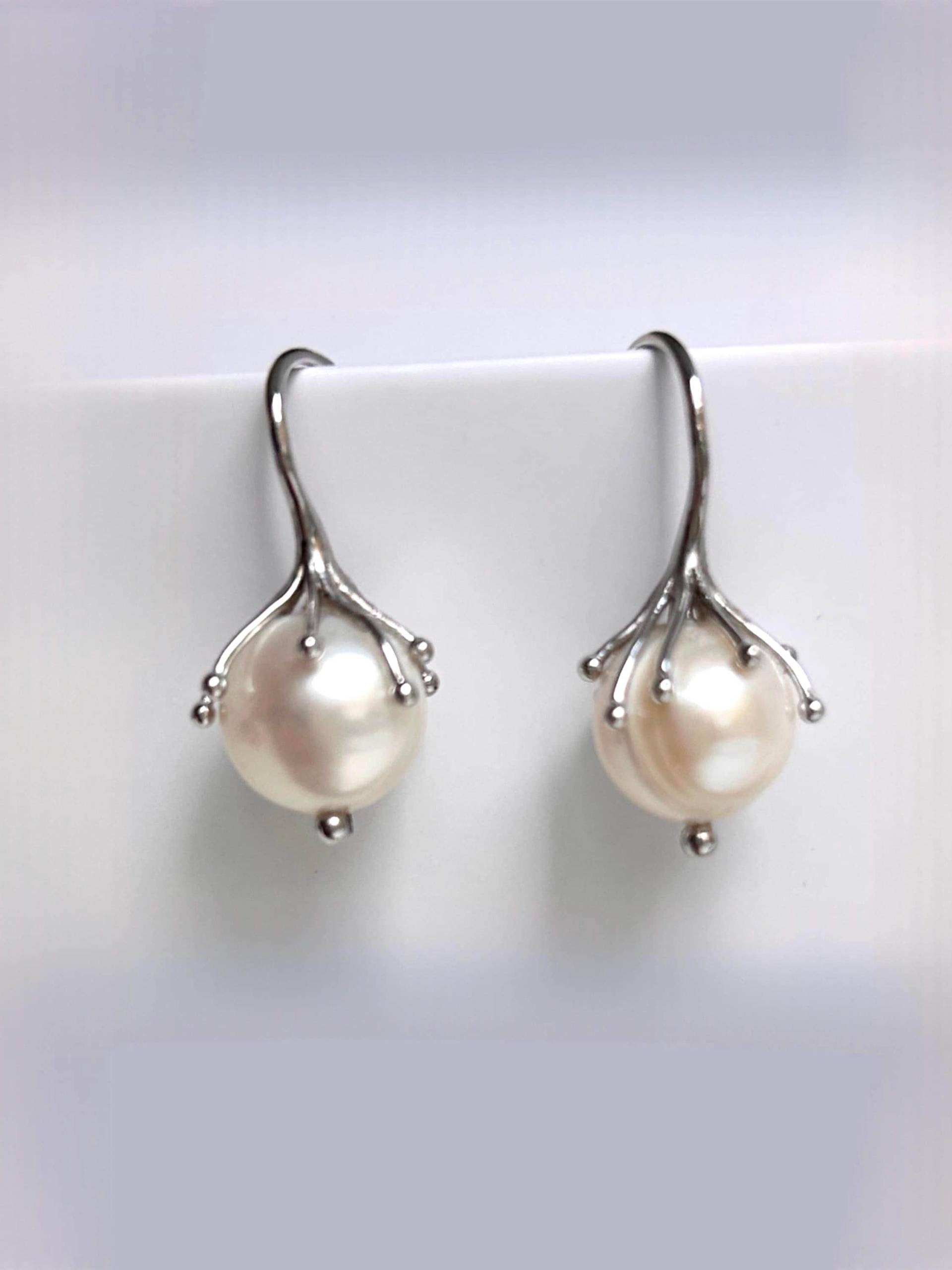 Perlen Ohrringe Und Sterling Silber Ohrrhacken von perlelia