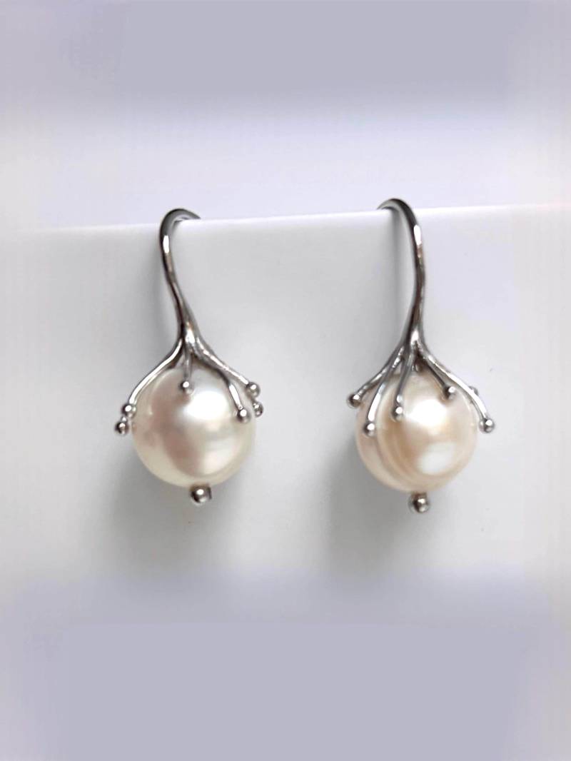 Perlen Ohrringe Und Sterling Silber Ohrrhacken von perlelia