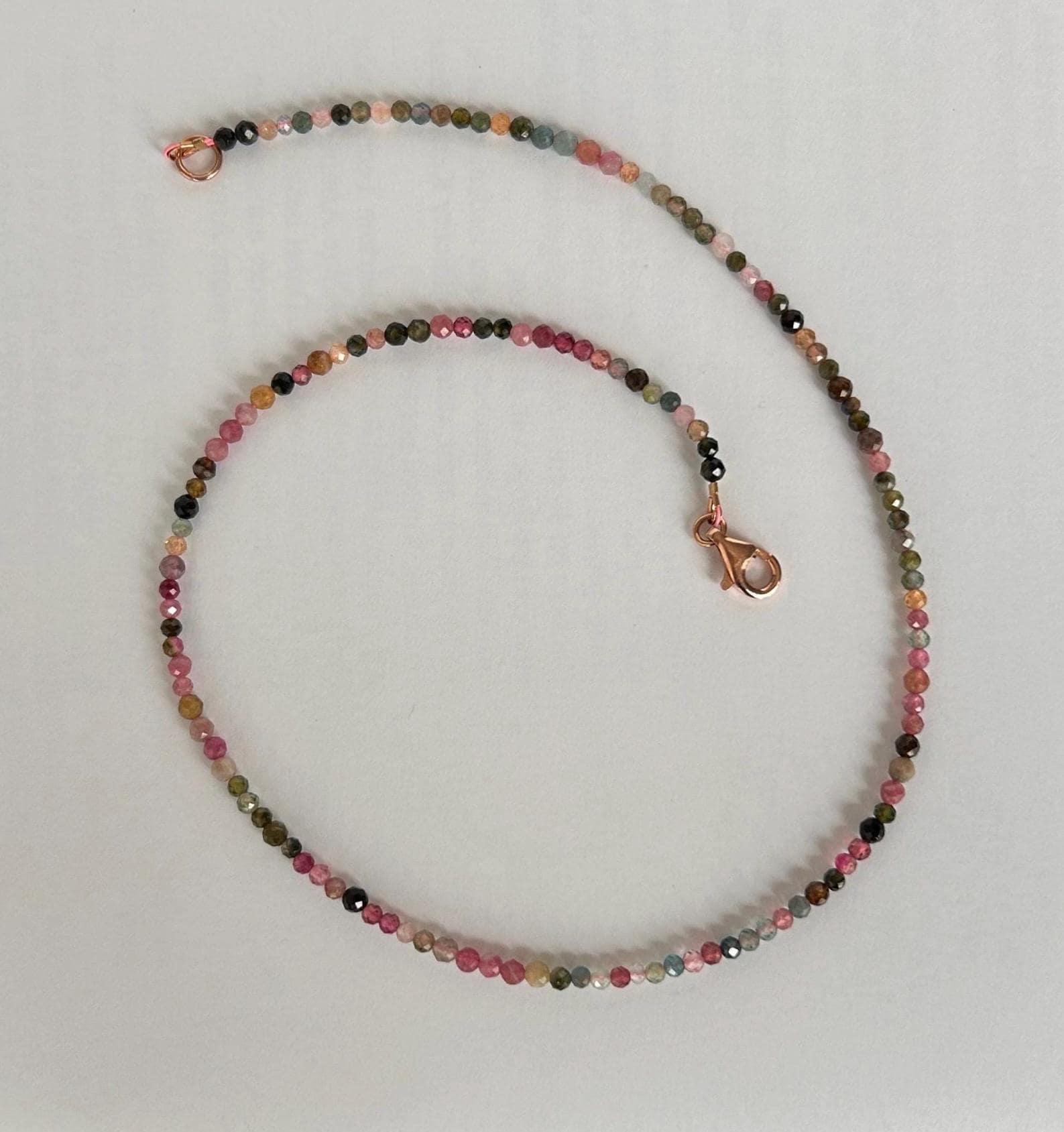 Turmalin Bunte Kette Und Sterling Silber Rosavergoldet von perlelia