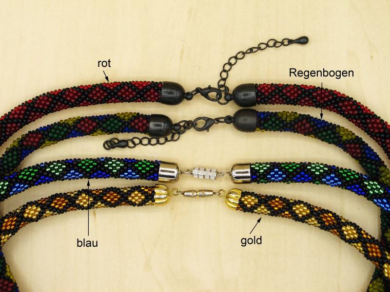 Häkelkette Karos Mittelgroß Durchsichtig - 1 Farbe Je Nach Auswahl von perlenschmuckdesign