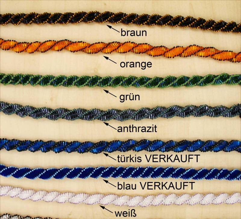 Häkelkette "Spirale Mit Stiftperlen 5mm" - 1 Farbe Je Nach Auswahl von perlenschmuckdesign