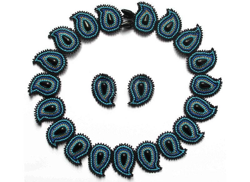 Paisley Collier + Ohrstecker von perlenschmuckdesign