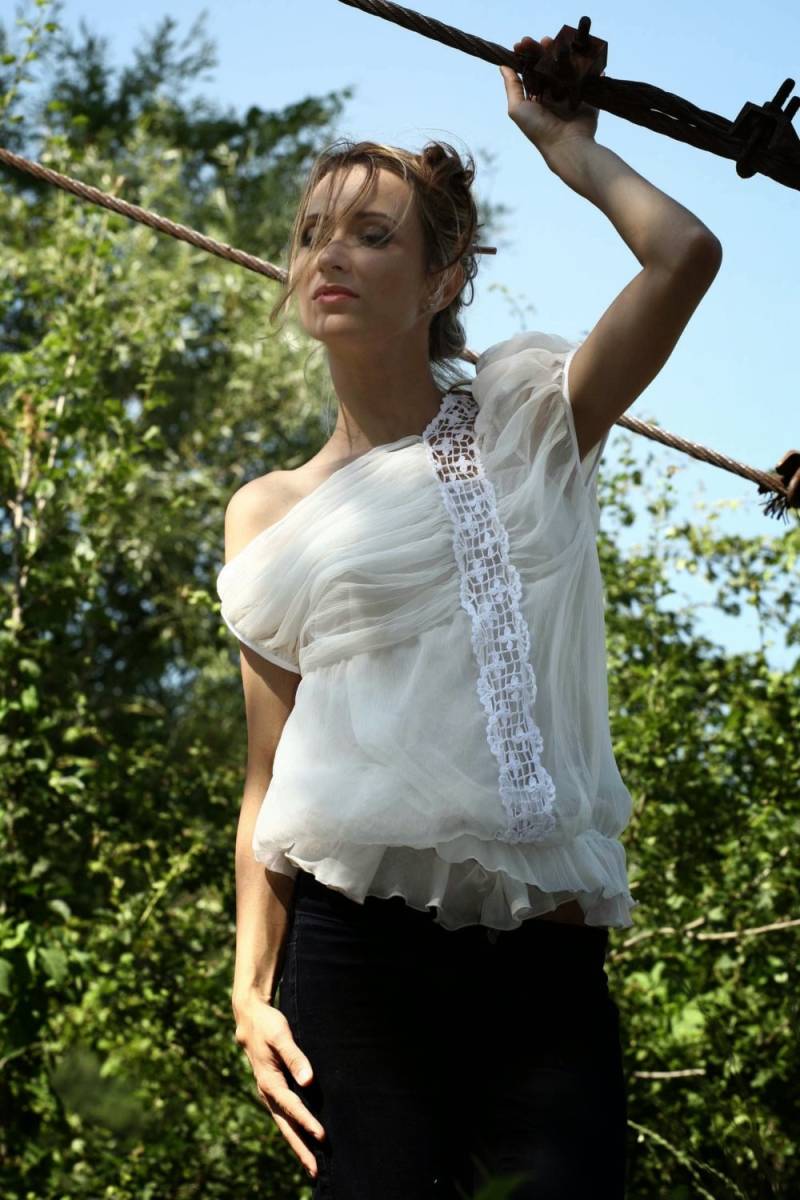 Seide Tunika Top, Häkeln Sommer-Top, Weißes Spitze Bluse, Boho Kleidung, Sehen Durch Schiere Bluse von perotoknitwear