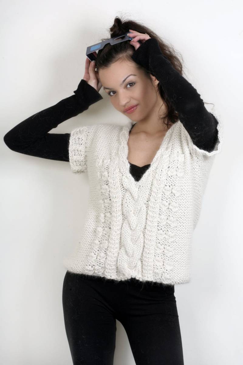 Wollpullover, Lose Strickpulli, Elegante Pullover, Frauen Weiß, Kurzen Ärmeln, Edwardian Kleidung, Boho Weißen Strickwaren von perotoknitwear